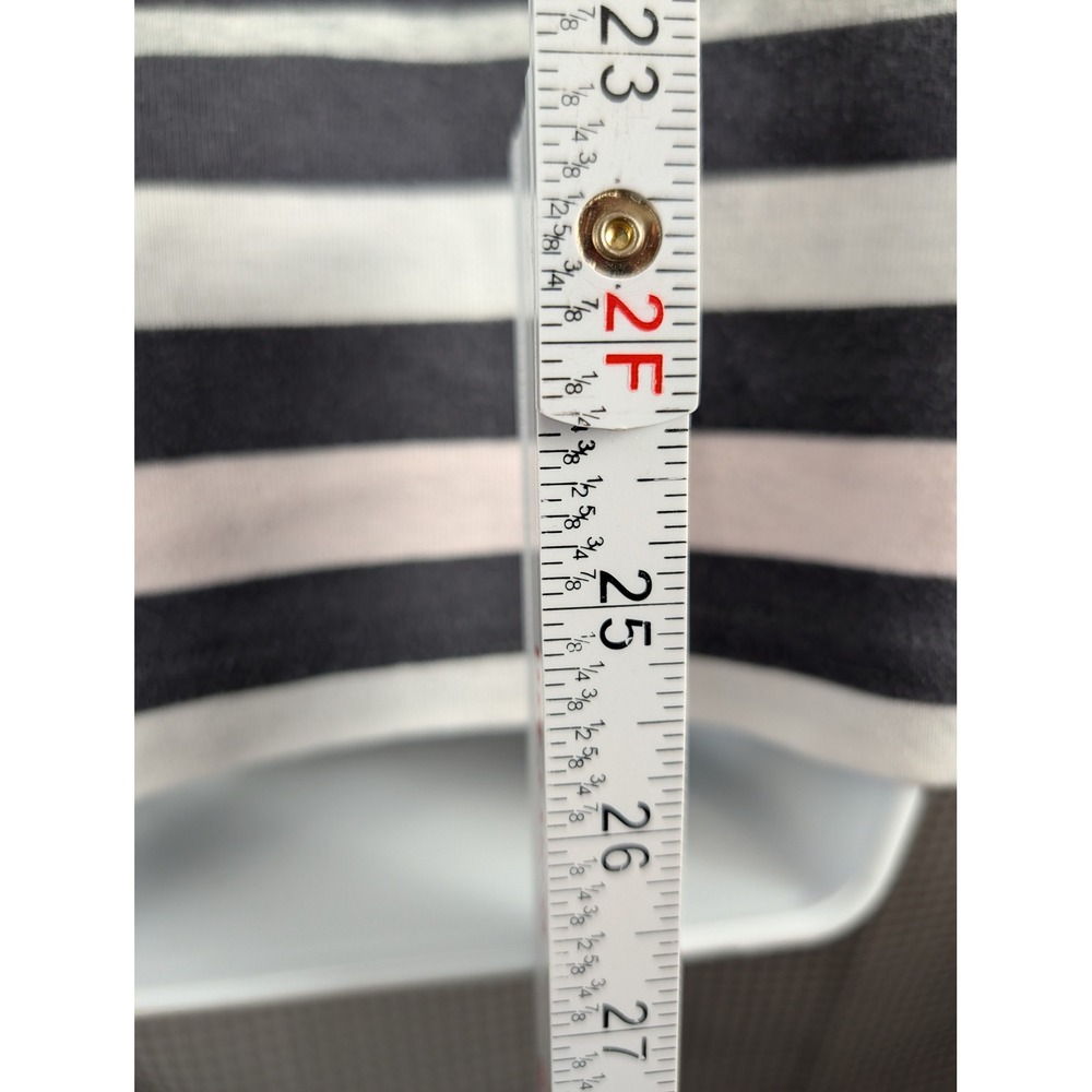 Croft & Barrow Womens 2X Striped 3/4 Sleeve Notched V-Neck Knit Top Grey Pink - Picture 8 of 11